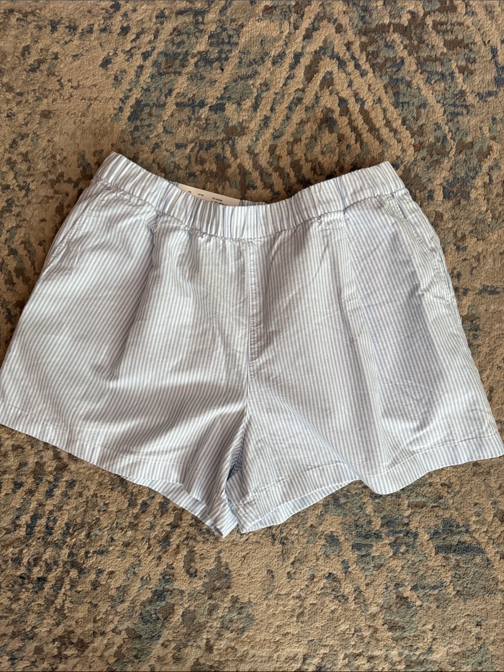 Uniqlo Light Blue & White Pinstripe Women’s Shorts
